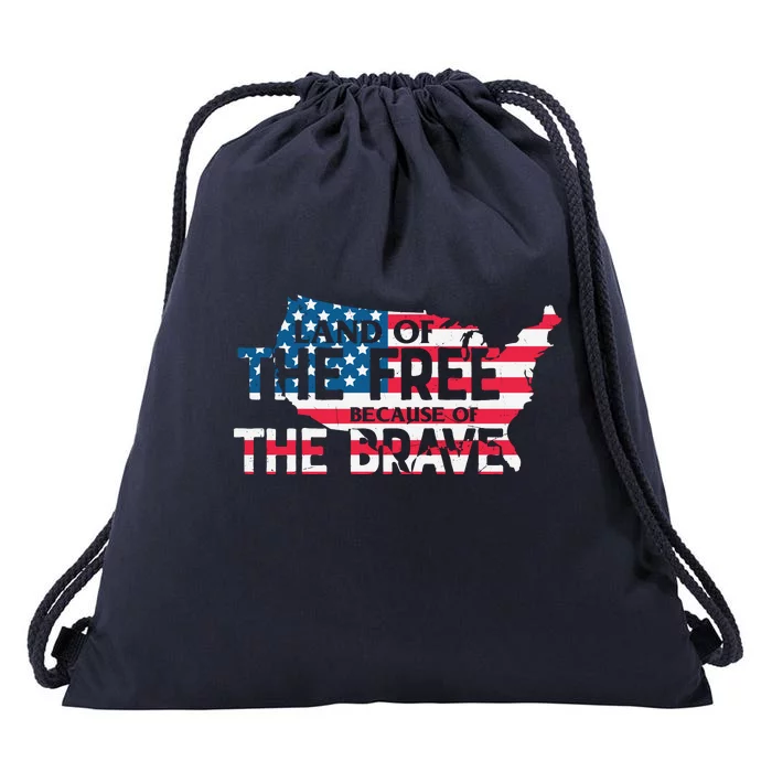 Land Of The Free Because Of The Brave Plus Size Clothes For Men, Women, Family Drawstring Bag