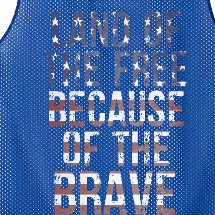 Land Of The Free Because Of The Brave Veterans American Flag Great Gift Mesh Reversible Basketball Jersey Tank