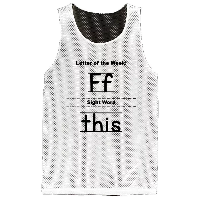 Letter Of The Week Ff Sight Word This Mesh Reversible Basketball Jersey Tank