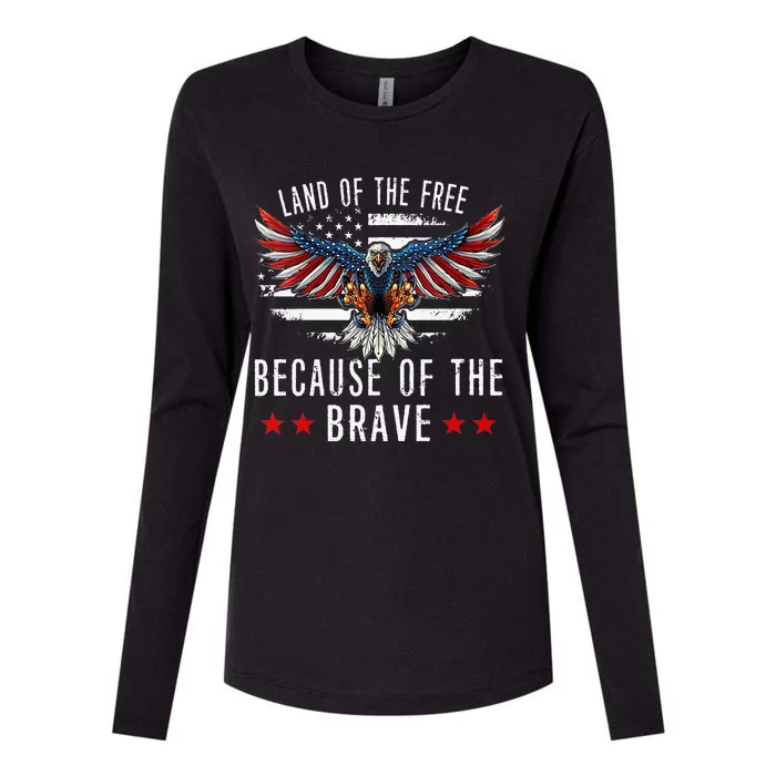 Land Of The Free Because Of The Brave Memorial Day Patriotic Womens Cotton Relaxed Long Sleeve T-Shirt