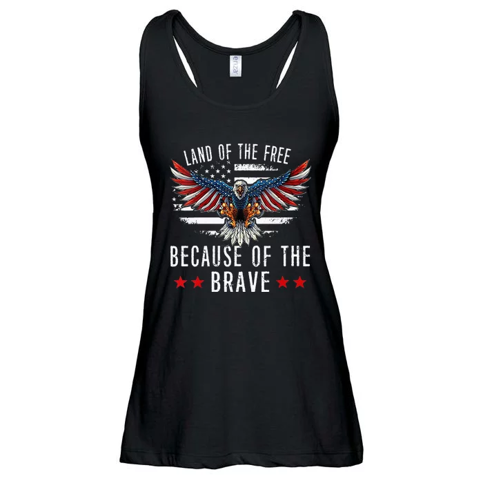 Land Of The Free Because Of The Brave Memorial Day Patriotic Ladies Essential Flowy Tank