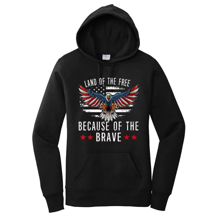 Land Of The Free Because Of The Brave Memorial Day Patriotic Women's Pullover Hoodie