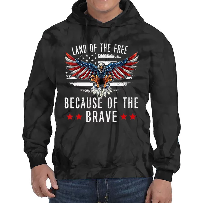 Land Of The Free Because Of The Brave Memorial Day Patriotic Tie Dye Hoodie