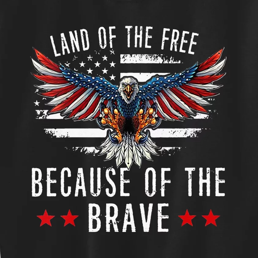 Land Of The Free Because Of The Brave Memorial Day Patriotic Kids Sweatshirt