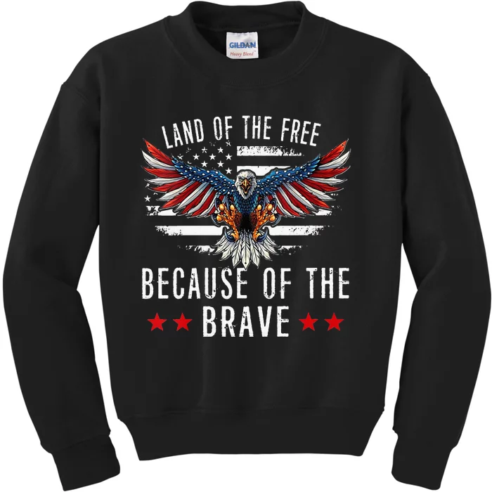 Land Of The Free Because Of The Brave Memorial Day Patriotic Kids Sweatshirt