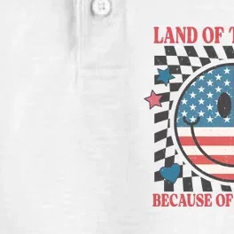 Land Of The Free Because Of The Brave Retro Smiley USA Flag Dry Zone Grid Performance Polo