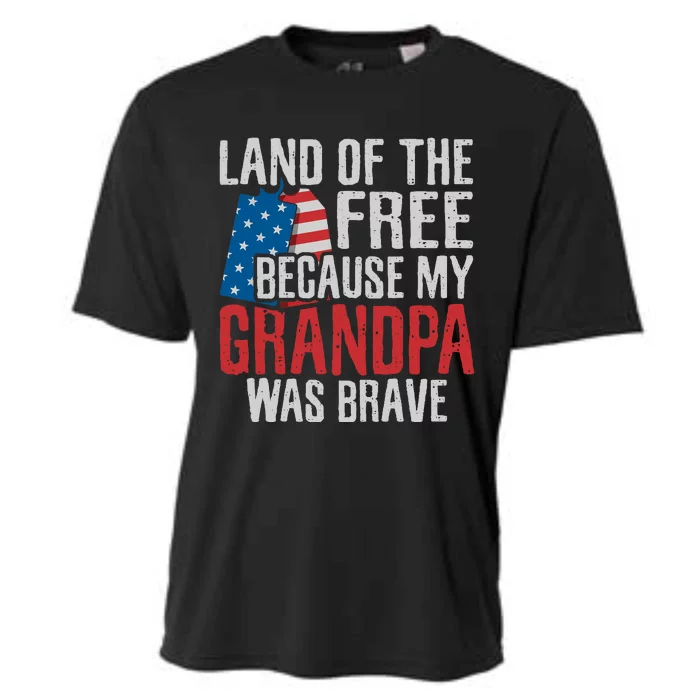 Land Of The Free Because My Grandpa Was Brave Veteran Cooling Performance Crew T-Shirt