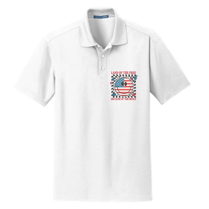 Land Of The Free Because Of The Brave Funny Dry Zone Grid Performance Polo