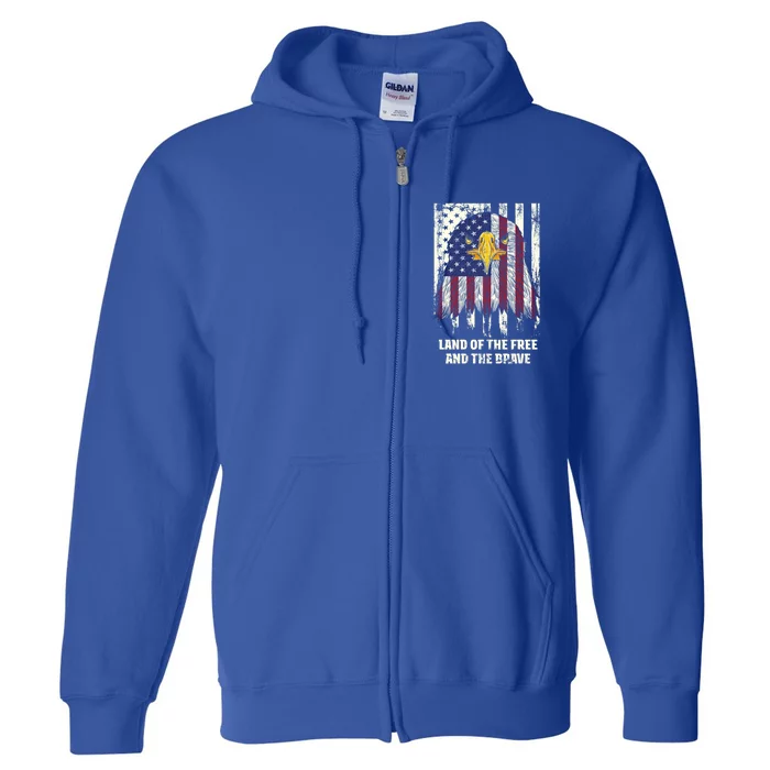 Land Of The Free And The Brave Proud American Honored Usa Gift Full Zip Hoodie