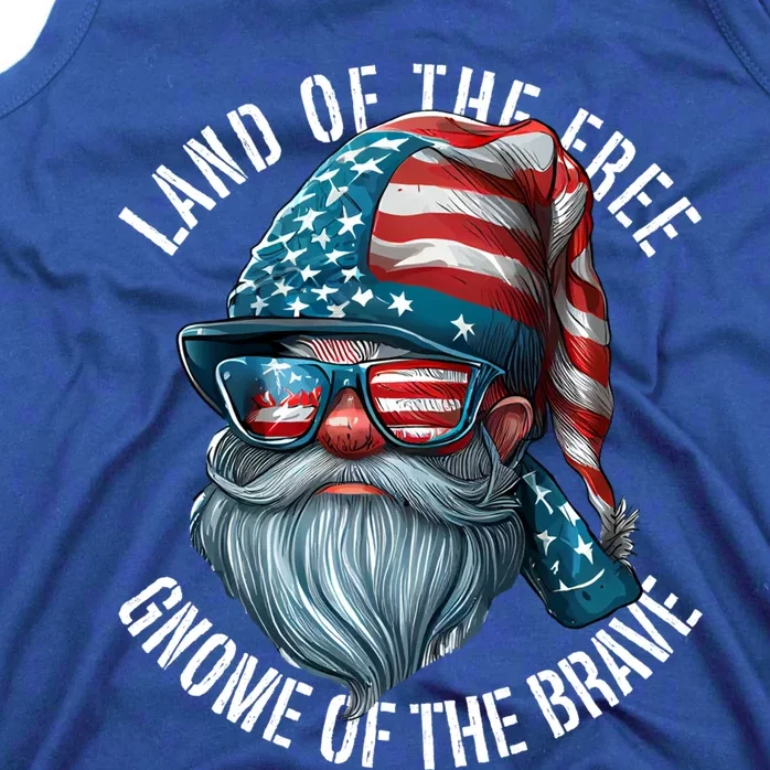 Land Of The Free Gnome Of The Brave 4th Of July Gnomes Gift Tank Top