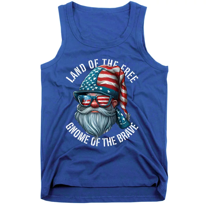 Land Of The Free Gnome Of The Brave 4th Of July Gnomes Gift Tank Top