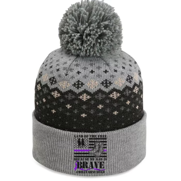 Land Of The Free Because My Dad Is Brave #MilitaryChild The Baniff Cuffed Pom Beanie