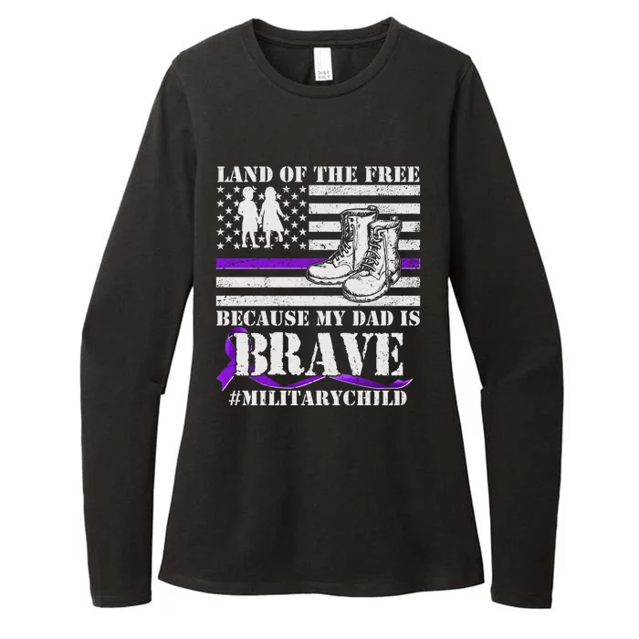 Land Of The Free Because My Dad Is Brave #MilitaryChild Womens CVC Long Sleeve Shirt