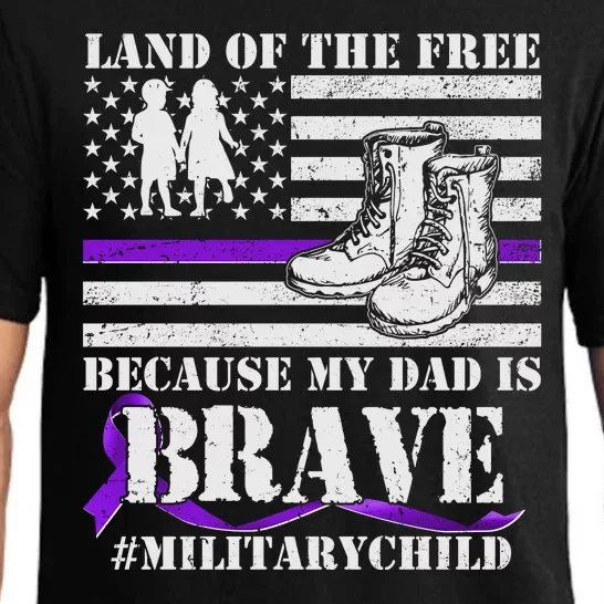 Land Of The Free Because My Dad Is Brave #MilitaryChild Pajama Set