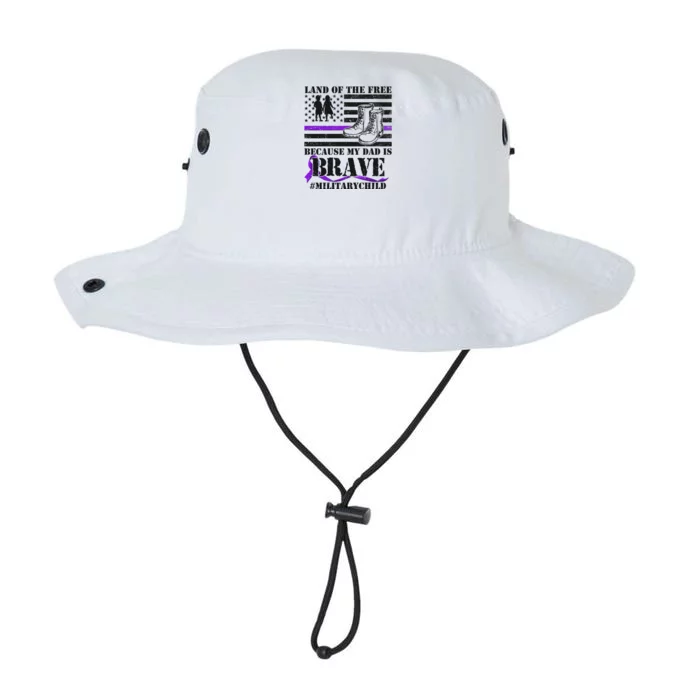 Land Of The Free Because My Dad Is Brave #MilitaryChild Legacy Cool Fit Booney Bucket Hat