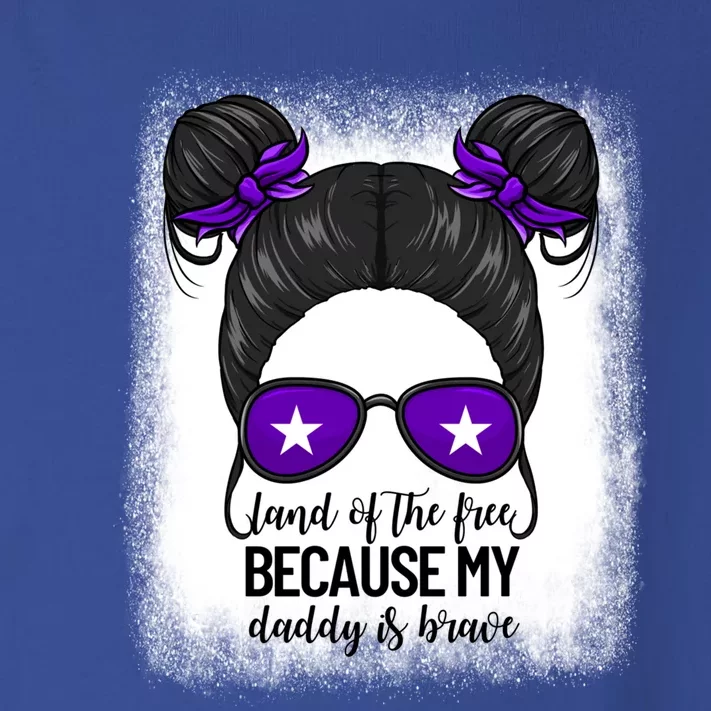 Land Of The Free Because My Daddy Is Brave Purple Up Gift Toddler Long Sleeve Shirt