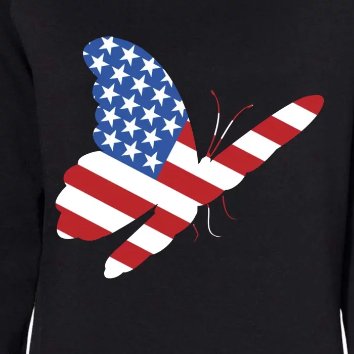 Land Of The Free Usa Flag Butterfly Proud American Veterans Great Gift Womens California Wash Sweatshirt