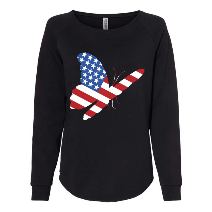 Land Of The Free Usa Flag Butterfly Proud American Veterans Great Gift Womens California Wash Sweatshirt