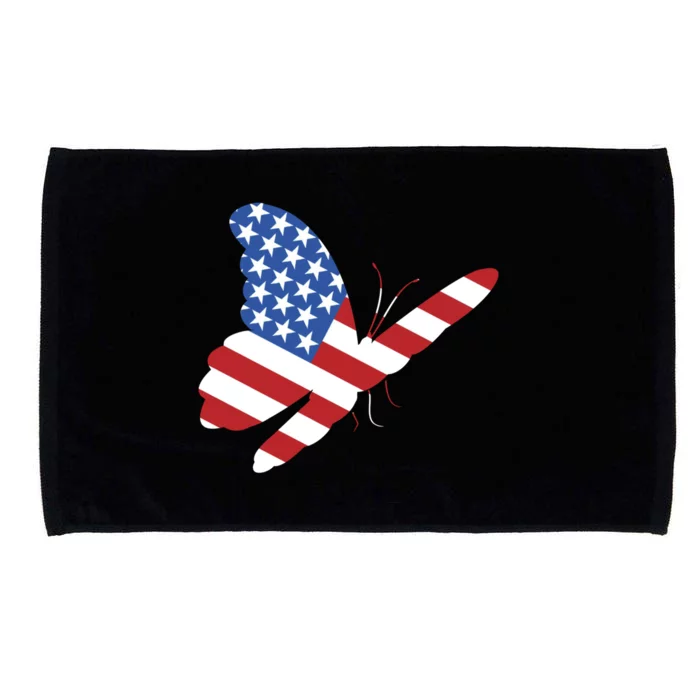 Land Of The Free Usa Flag Butterfly Proud American Veterans Great Gift Microfiber Hand Towel