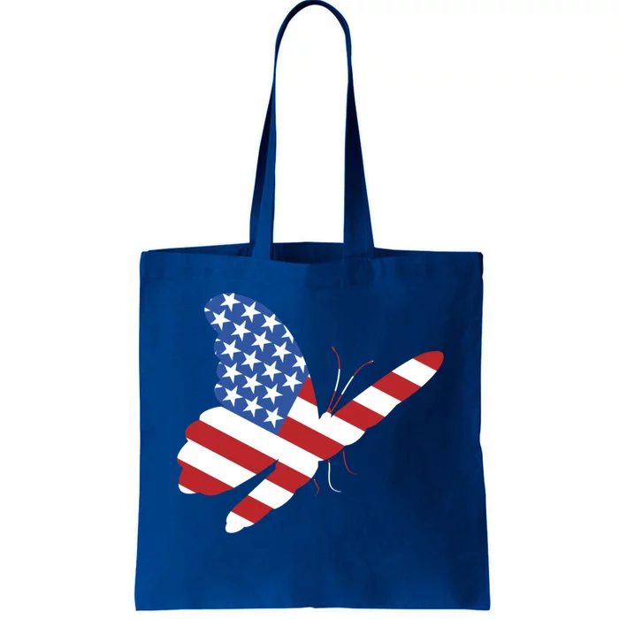 Land Of The Free Usa Flag Butterfly Proud American Veterans Great Gift Tote Bag