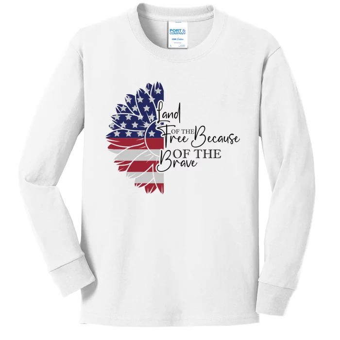 Land Of The Free Because Of The Brave Kids Long Sleeve Shirt