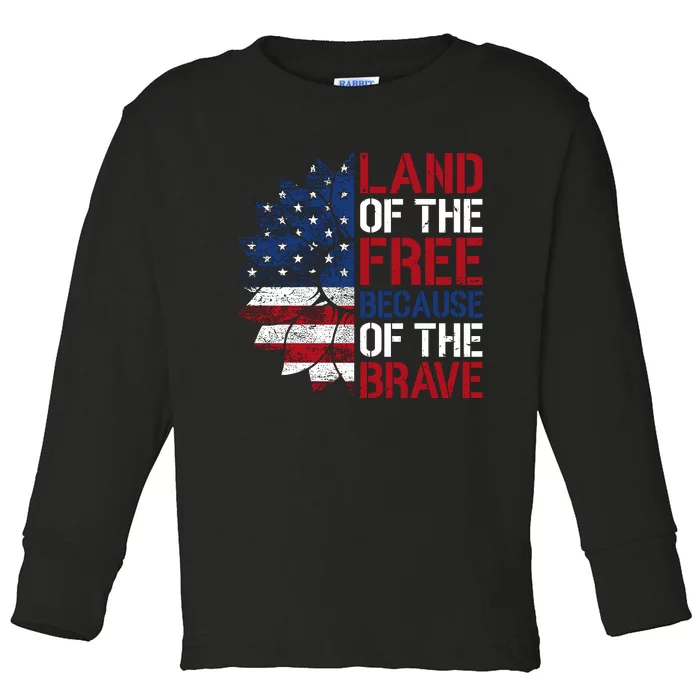 Land Of The Free Memorial Day Patriotic Graphic Toddler Long Sleeve Shirt