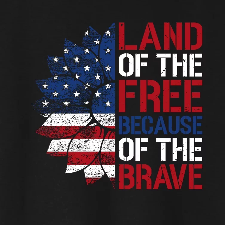 Land Of The Free Memorial Day Patriotic Graphic Women's Crop Top Tee