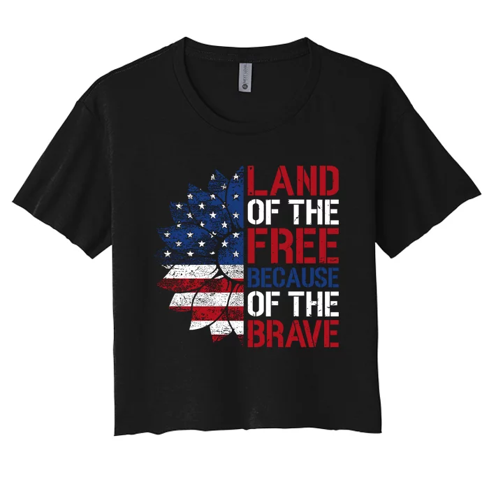 Land Of The Free Memorial Day Patriotic Graphic Women's Crop Top Tee