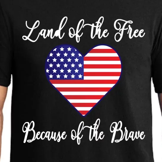 Land Of The Free Because Of The Brave American Flag Heart Gift Pajama Set