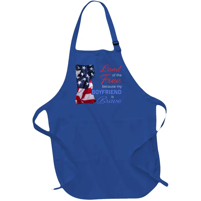 Land Of The Free Because My Friend Is Brave Veterans Day Gift Full-Length Apron With Pocket