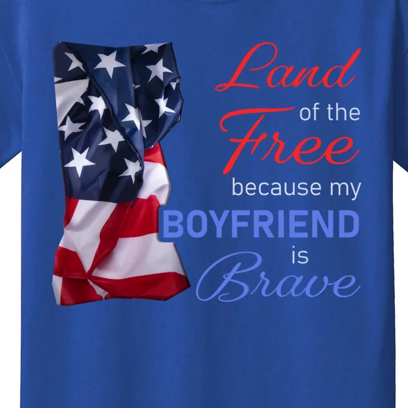 Land Of The Free Because My Friend Is Brave Veterans Day Gift Kids T-Shirt