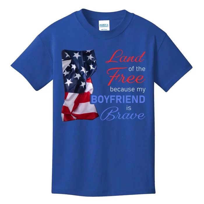 Land Of The Free Because My Friend Is Brave Veterans Day Gift Kids T-Shirt