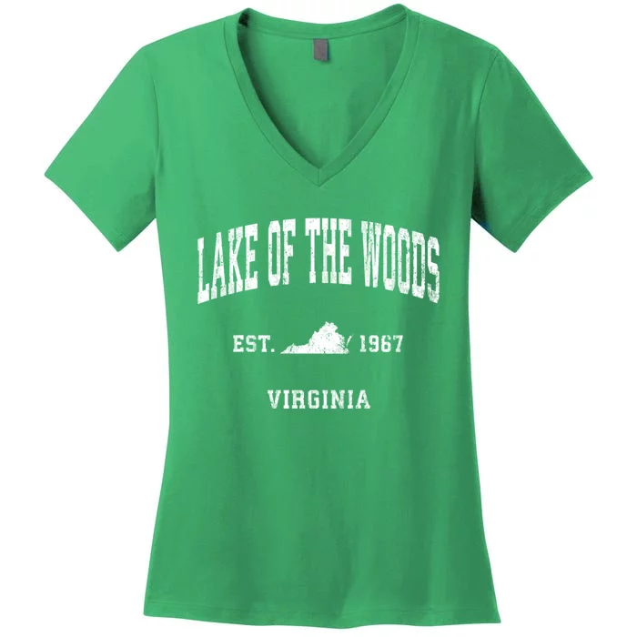 Lake Of The Woods Virginia Va Vintage Athletic Women's V-Neck T-Shirt