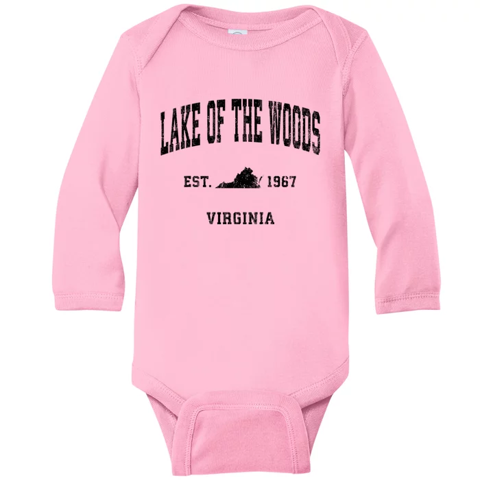 Lake Of The Woods Virginia Va Vintage Athletic Baby Long Sleeve Bodysuit