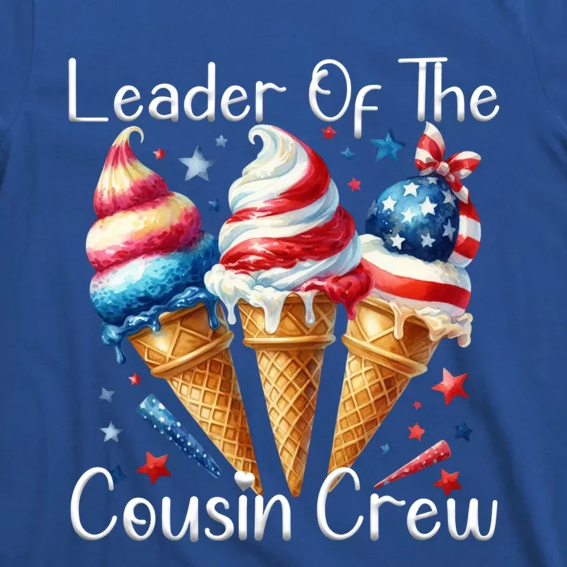 Leader Of The Cousin Crew 4th Of July Ice Cream Us Flag Cute Gift T-Shirt