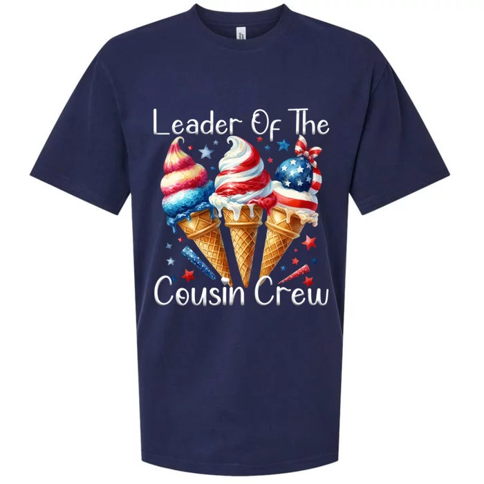 Leader Of The Cousin Crew 4th Of July Ice Cream Us Flag Cute Gift Sueded Cloud Jersey T-Shirt