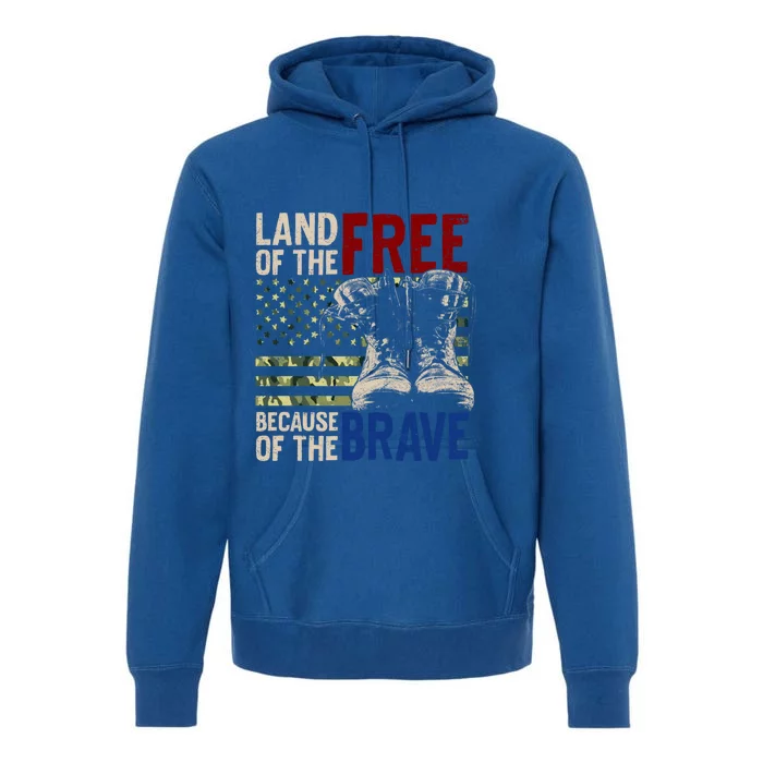 Land Of The Free Because Of The Brave Gift Vintage Us Flag Premium Hoodie