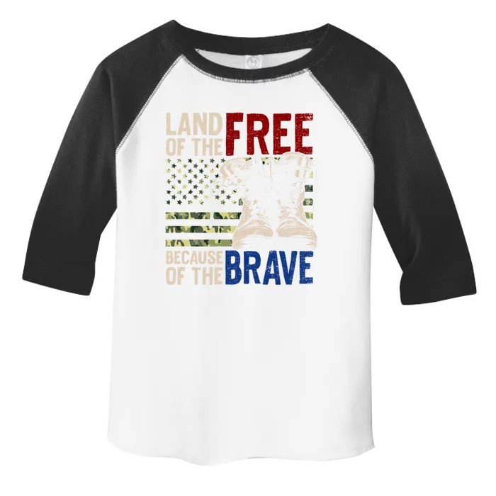 Land Of The Free Because Of The Brave Gift Vintage Us Flag Toddler Fine Jersey T-Shirt