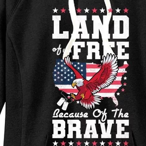 Land Of The Free Because Of The Brave Veterans Day Gift Women's Fleece Hoodie