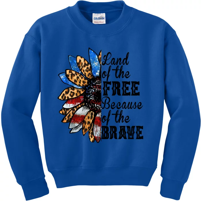 Land Of The Free Because Of The Brave Usa Gift Kids Sweatshirt