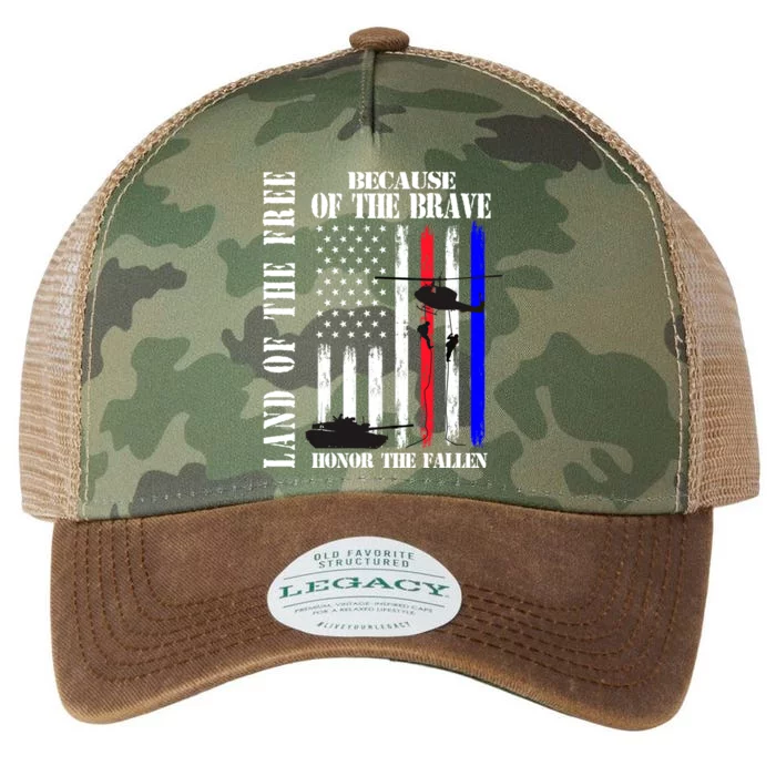 Land Of The Free Because Of The Brave Honor The Fallen Flag Funny Gift Legacy Tie Dye Trucker Hat