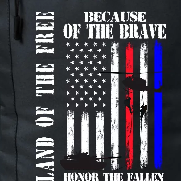 Land Of The Free Because Of The Brave Honor The Fallen Flag Funny Gift Daily Commute Backpack