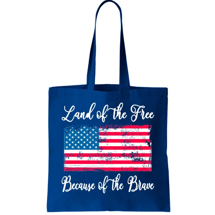 Land Of The Free Because Of The Brave Vintage American Flag Funny Gift Tote Bag