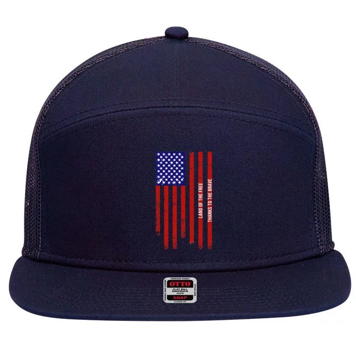 Land Of The Free Thanks To The Brave Veterans Day Gift 7 Panel Mesh Trucker Snapback Hat