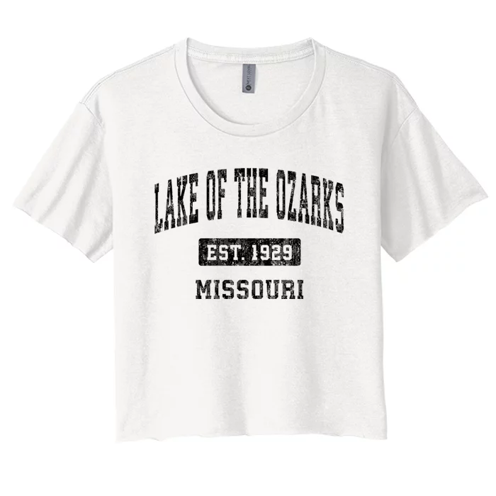 Lake Of The Ozarks Missouri Mo Vintage Established Sports Design Women's Crop Top Tee