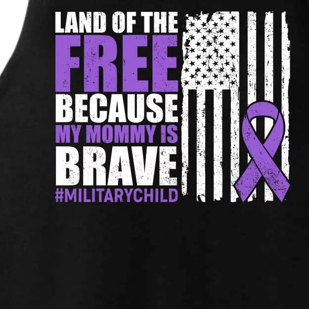 Land Of The Free Because My Mommy Is Brave #Militarychild Ladies Tri-Blend Wicking Tank