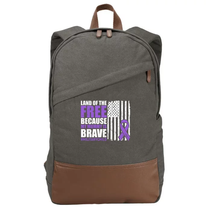 Land Of The Free Because My Mommy Is Brave #Militarychild Cotton Canvas Backpack