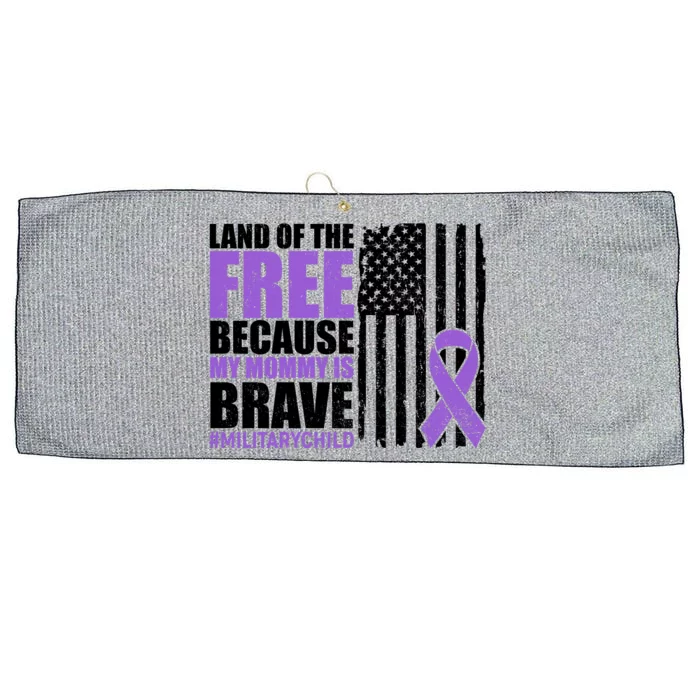 Land Of The Free Because My Mommy Is Brave #Militarychild Large Microfiber Waffle Golf Towel