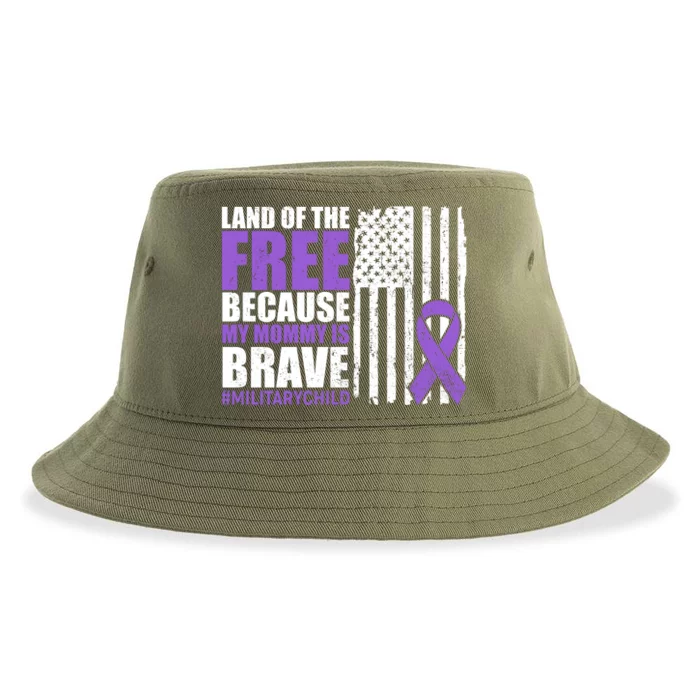 Land Of The Free Because My Mommy Is Brave #Militarychild Sustainable Bucket Hat