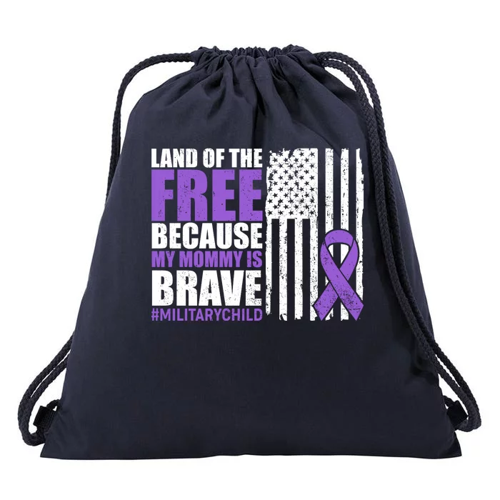 Land Of The Free Because My Mommy Is Brave #Militarychild Drawstring Bag